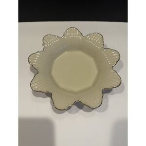 Vintage Lenox Ivory China Scalloped Serving Bowl Gold Rim Made USA